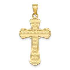 10K Polished Textured Crucifix Pendant
