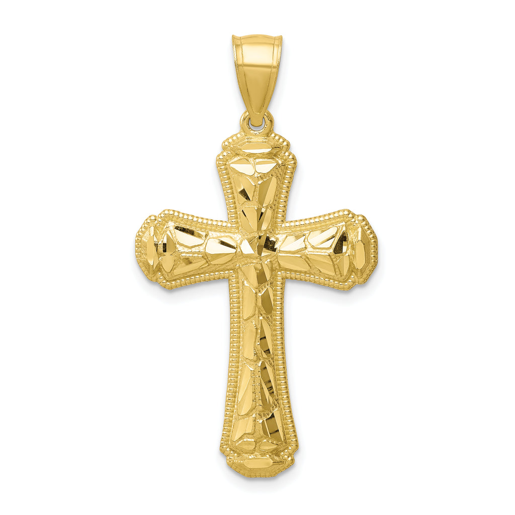 10K Diamond-cut Cross Pendant