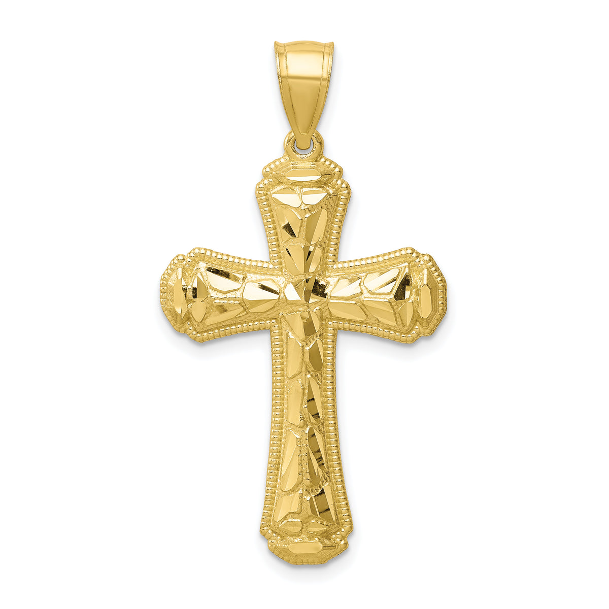 10K Diamond-cut Cross Pendant