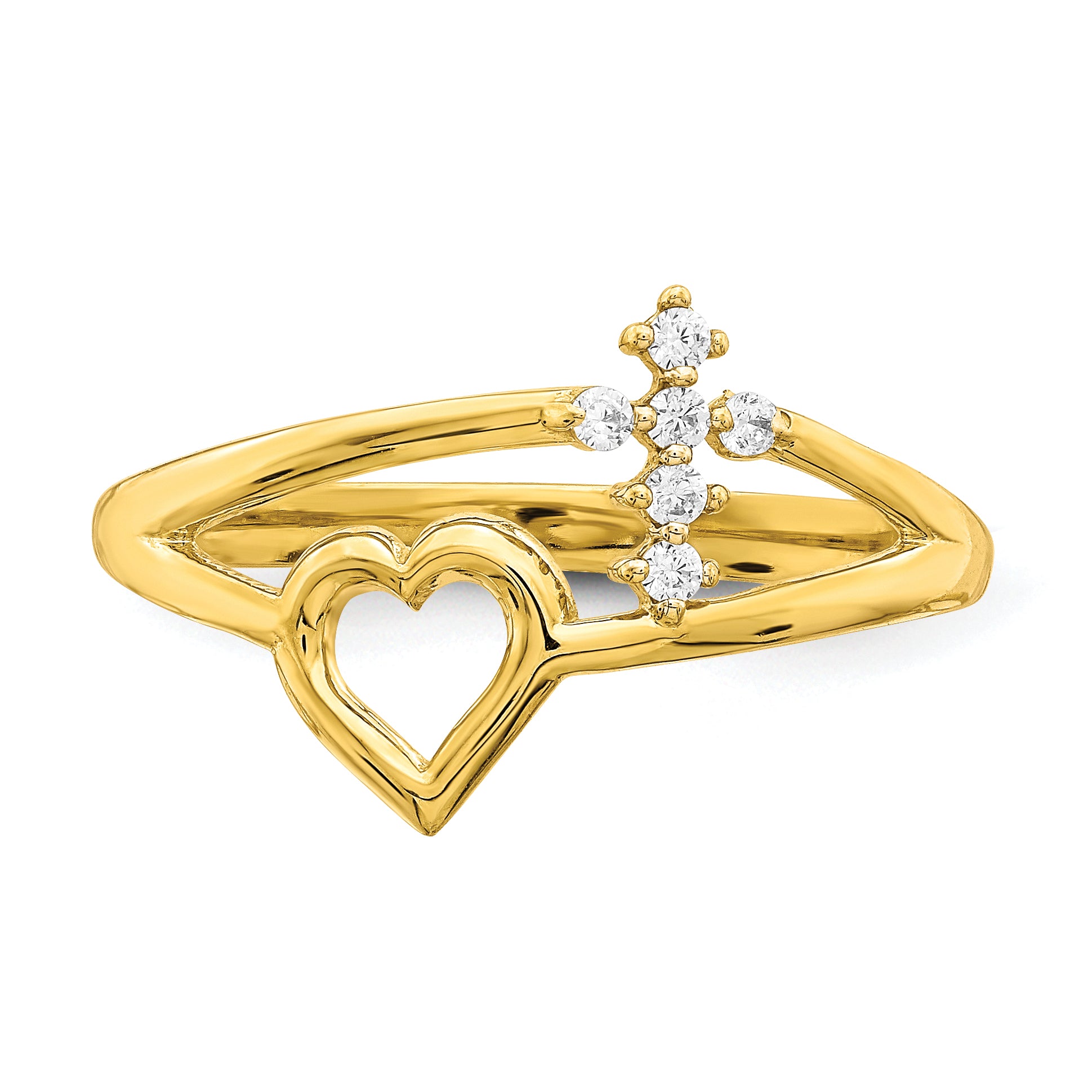 10K Heart And Cross CZ Ring - 7