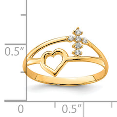 10K Heart And Cross CZ Ring - 7