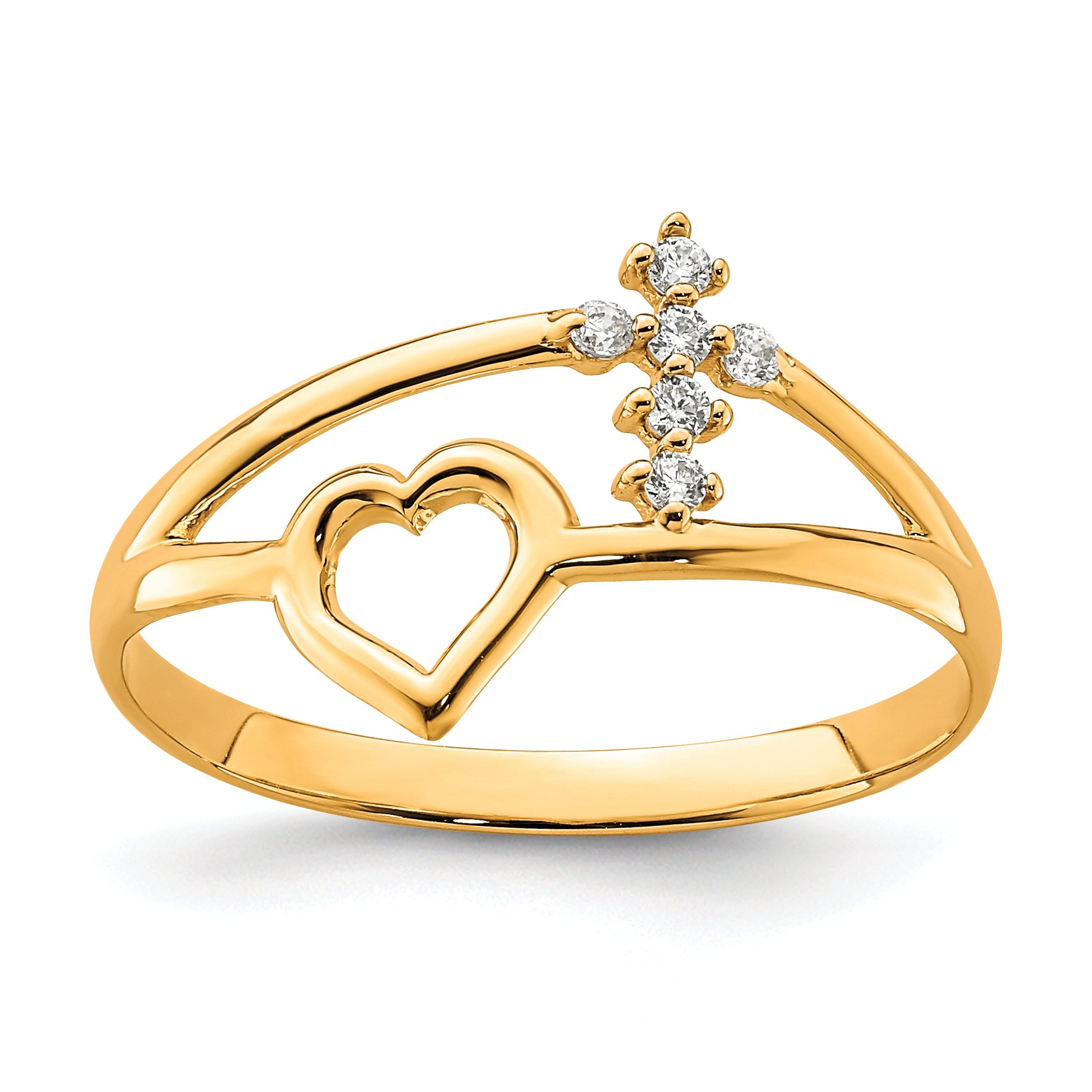 10K Heart And Cross CZ Ring Main image