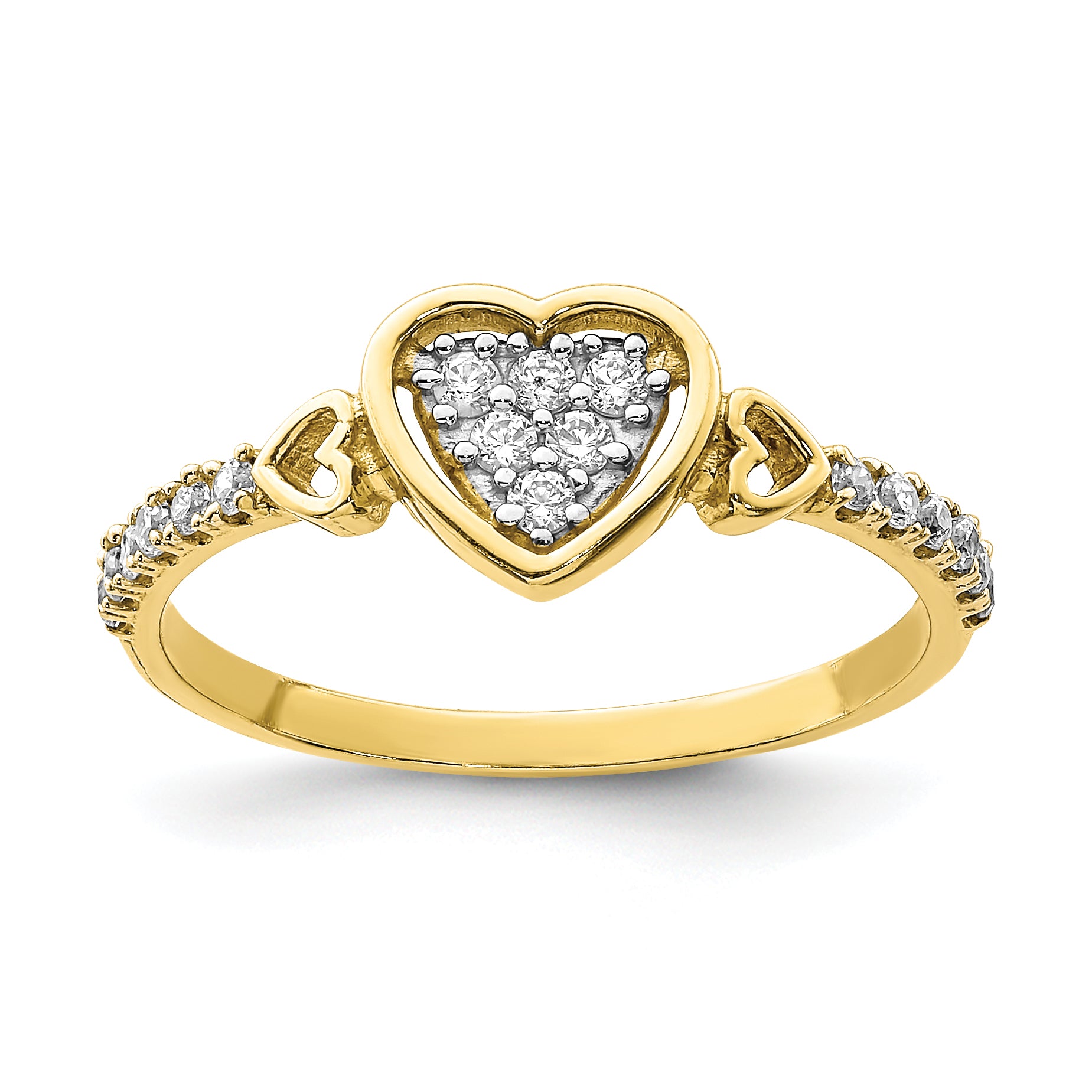 10K CZ Fancy Heart Ring Main image