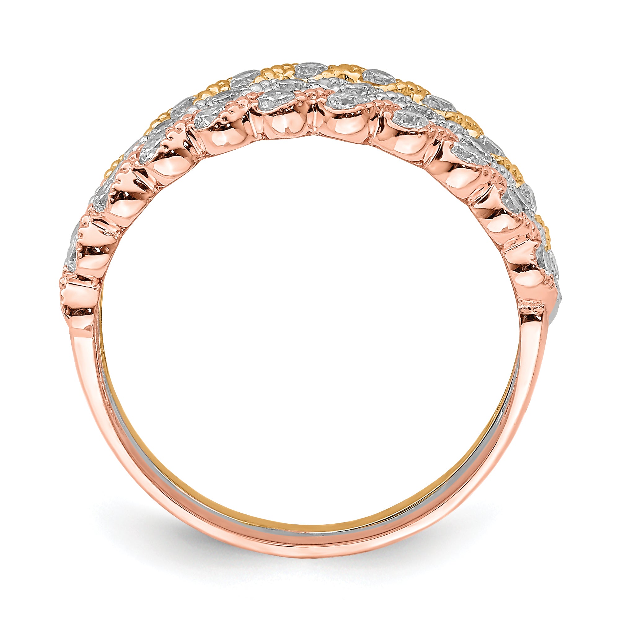 10K Tri-color Set of Three Stackable CZ Rings Secondary image