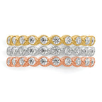 10K Tri-color Set of Three Stackable CZ Rings