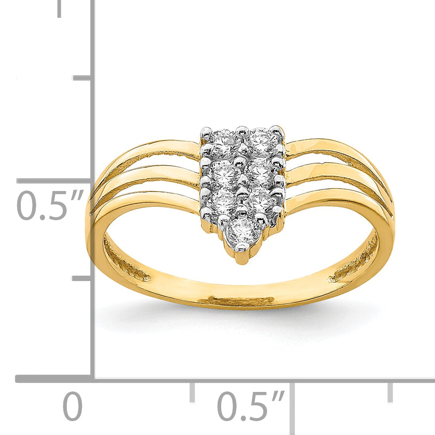 10K CZ 3-Line Ring