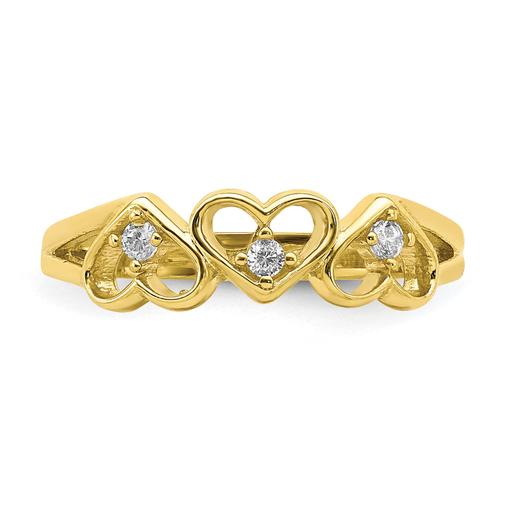10K CZ 3-Heart Child's Ring