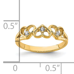 10K CZ 3-Heart Child's Ring