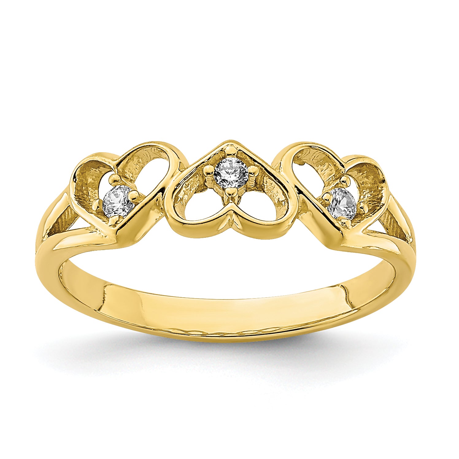 10K CZ 3-Heart Child's Ring