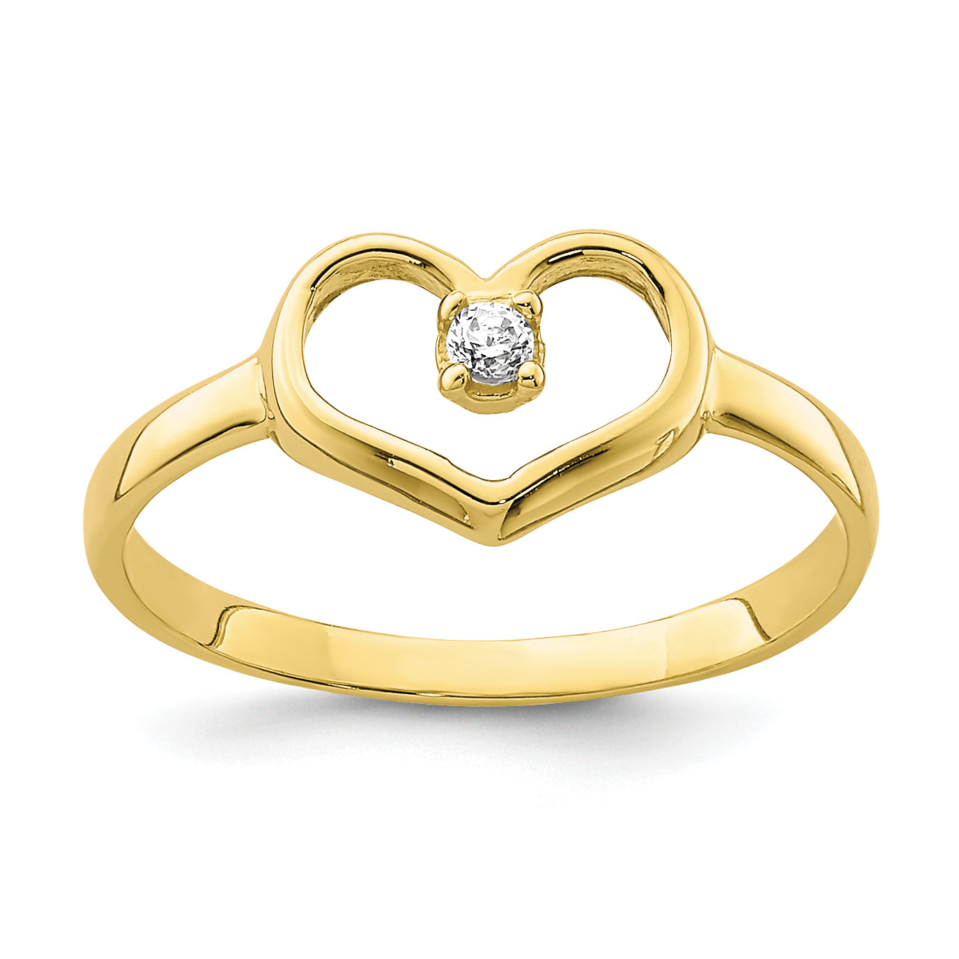 10K CZ Heart Baby Ring Main image