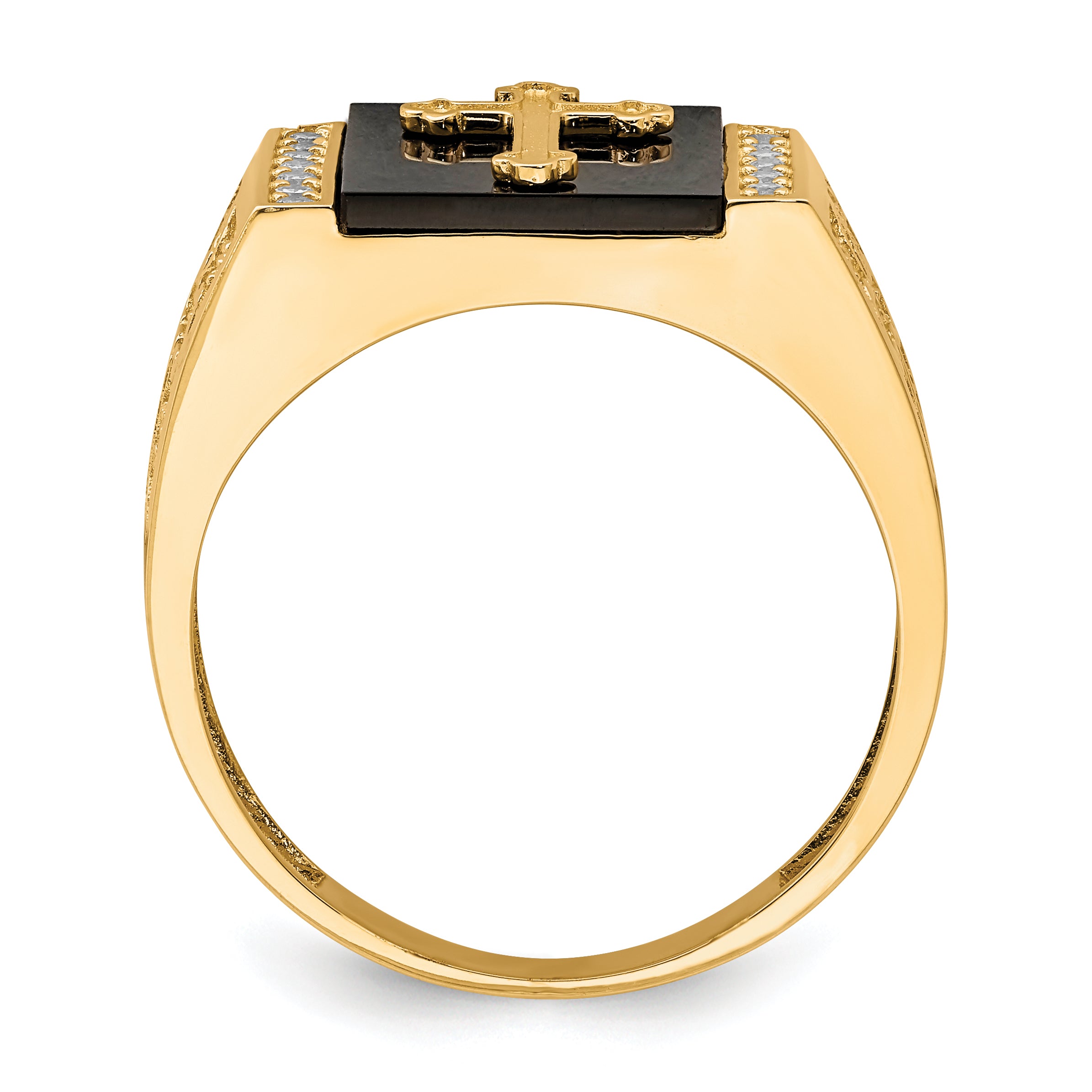 10K CZ and Onyx Cross Men'S Ring Secondary image