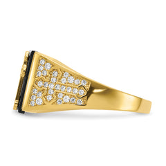 10K CZ and Onyx Cross Men'S Ring - 10