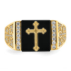 10K CZ and Onyx Cross Men'S Ring