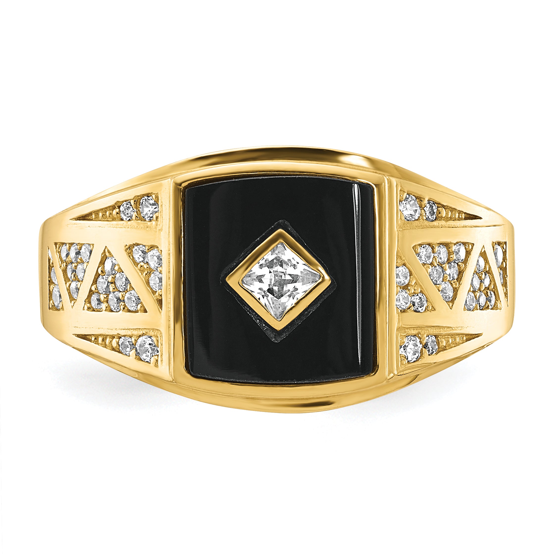 10K CZ and Onyx Men'S Ring - 10