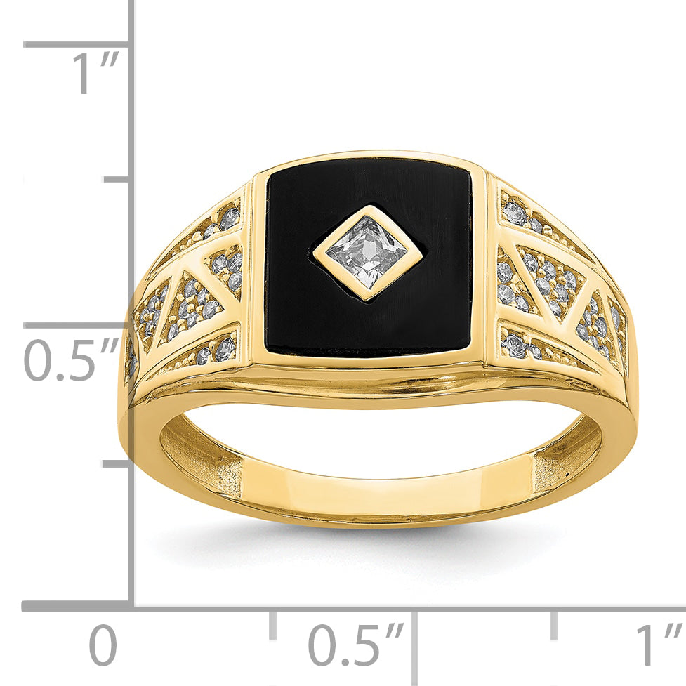 10K CZ and Onyx Men'S Ring