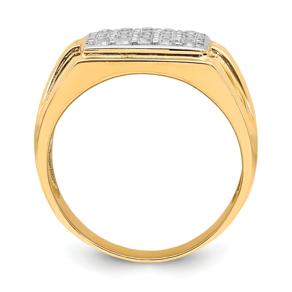 10K WithRhodium CZ Mens Ring