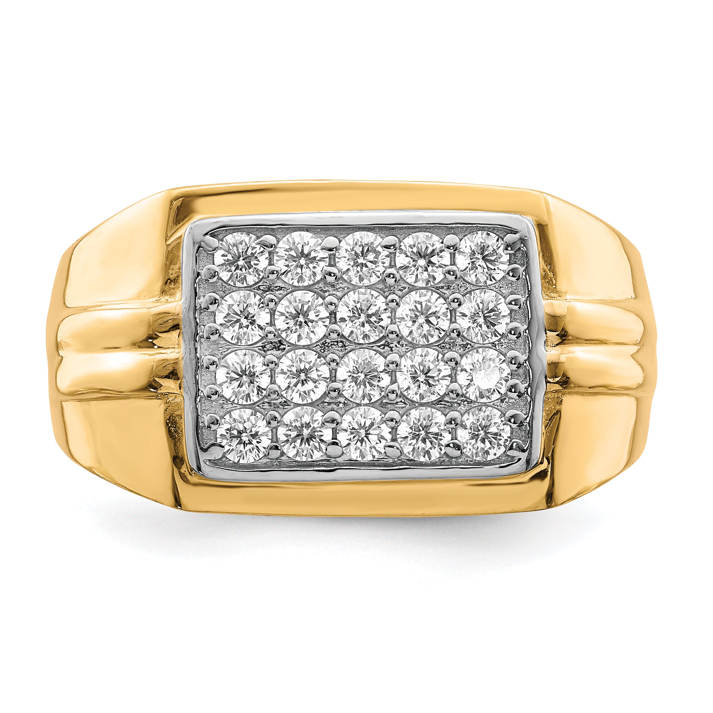 10K WithRhodium CZ Mens Ring