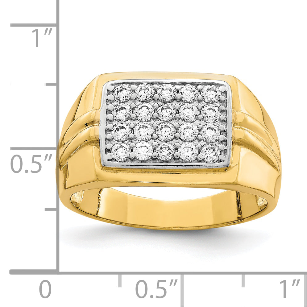 10K WithRhodium CZ Mens Ring