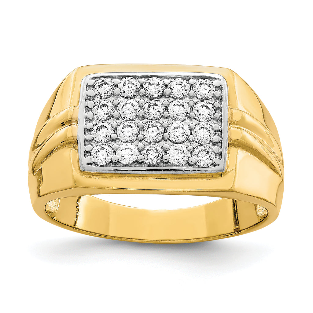 10K WithRhodium CZ Mens Ring