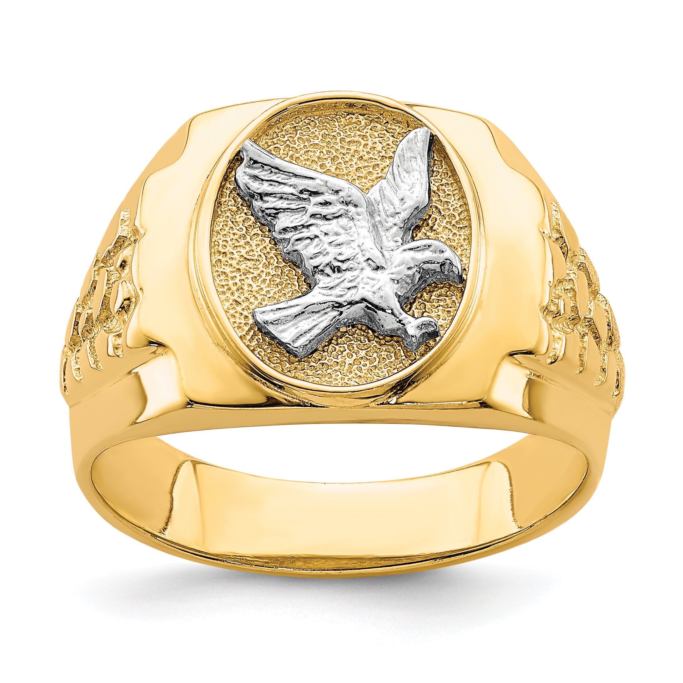 10K Two-Tone Eagle Mens Ring