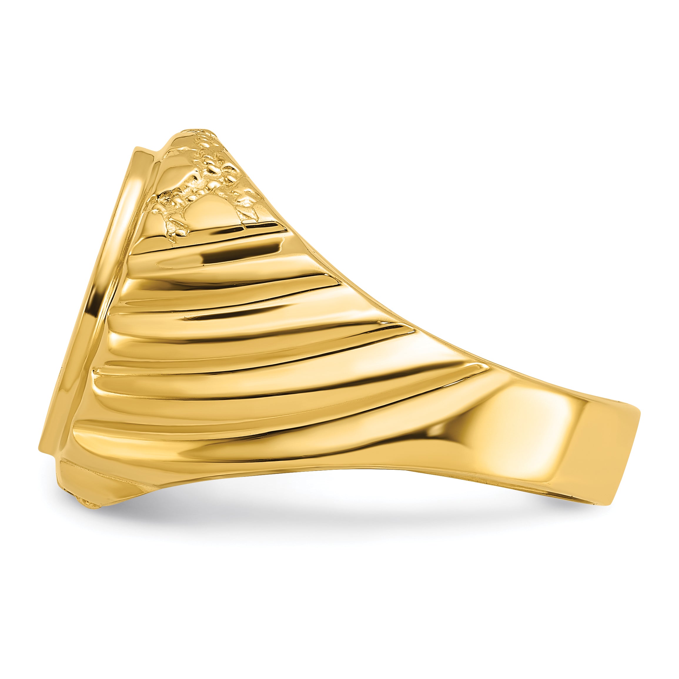 10k Two-tone Men's Polished and Textured Masonic Ring - 10.5