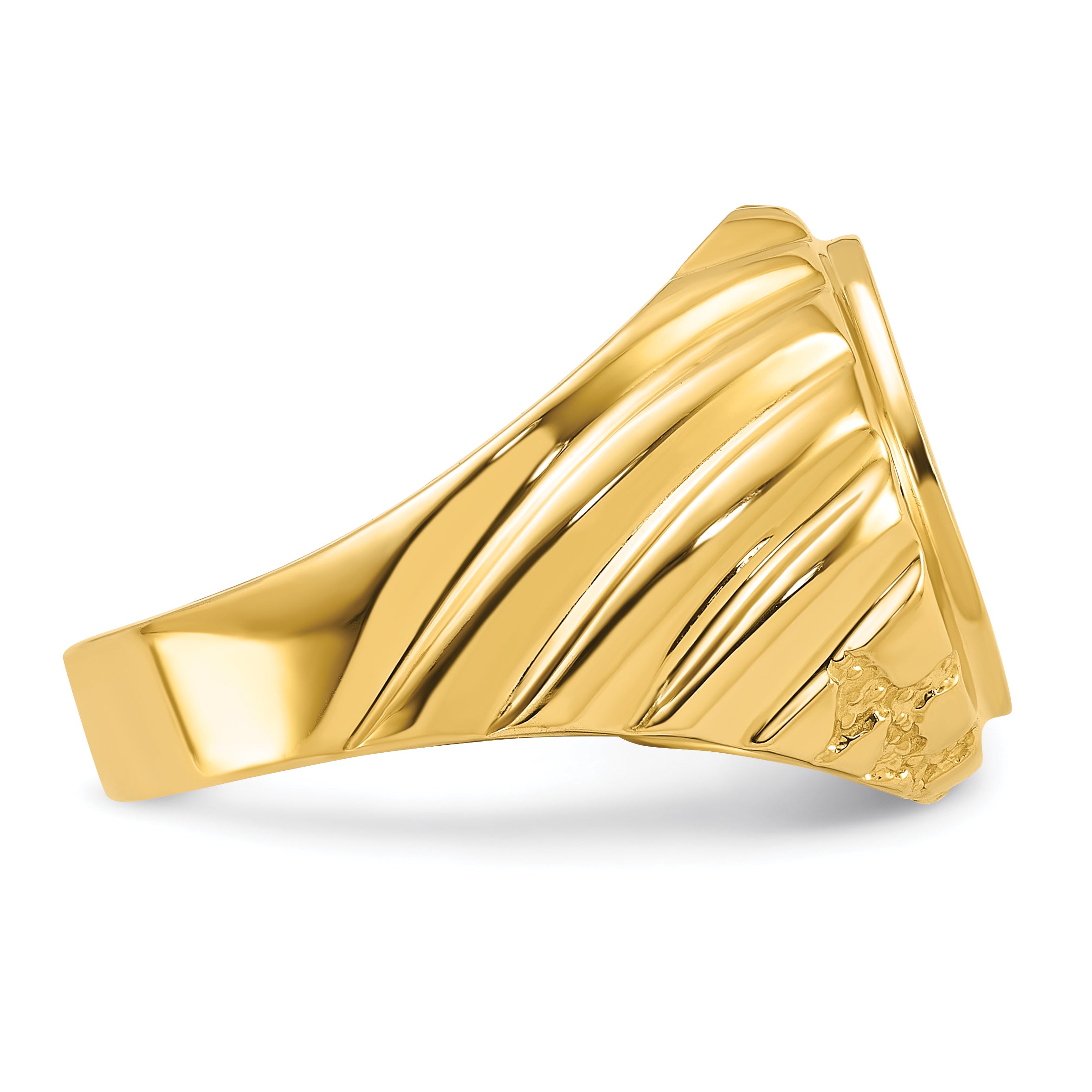 10k Two-tone Men's Polished and Textured Masonic Ring - 10.5
