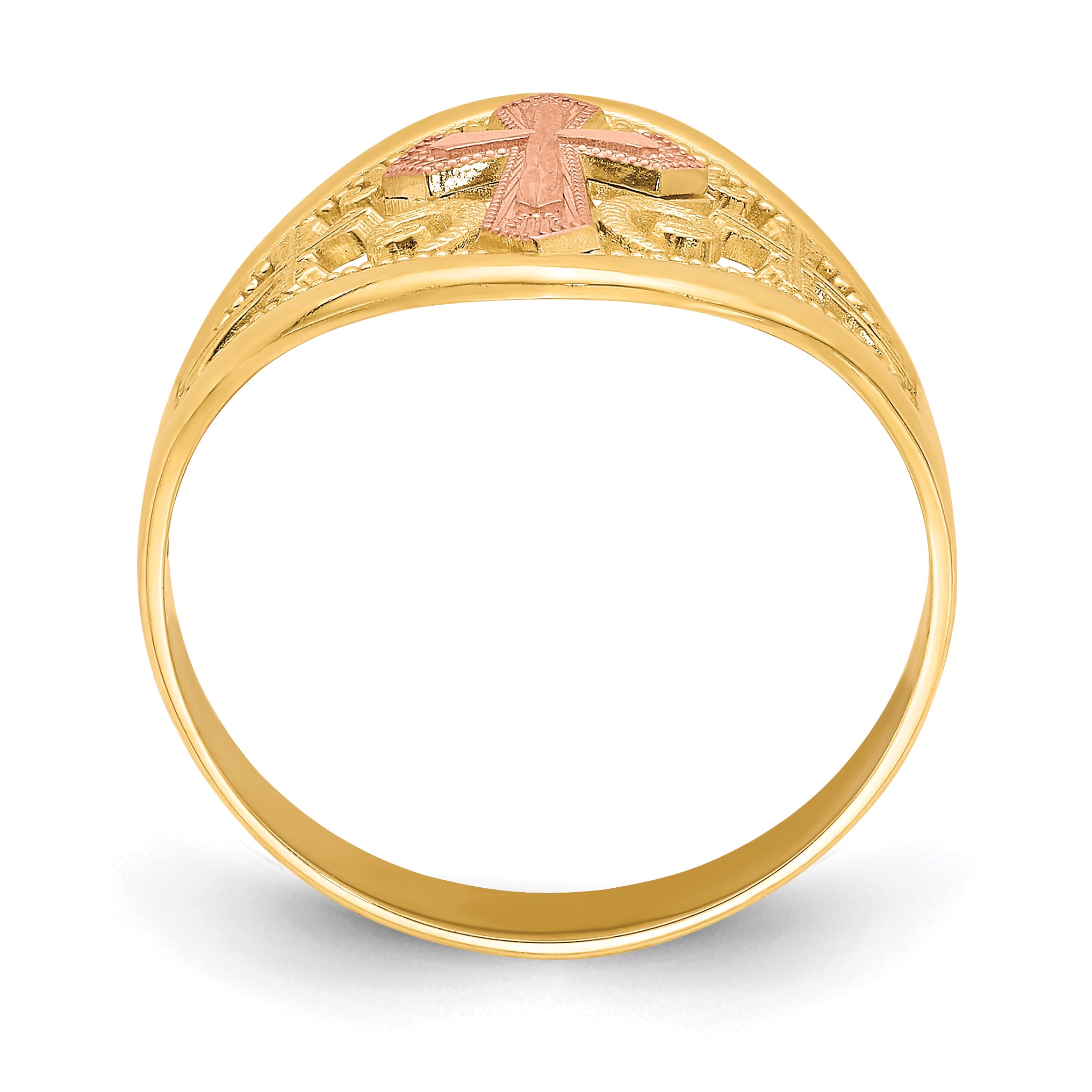10K Two-Tone Cross Ring Secondary image