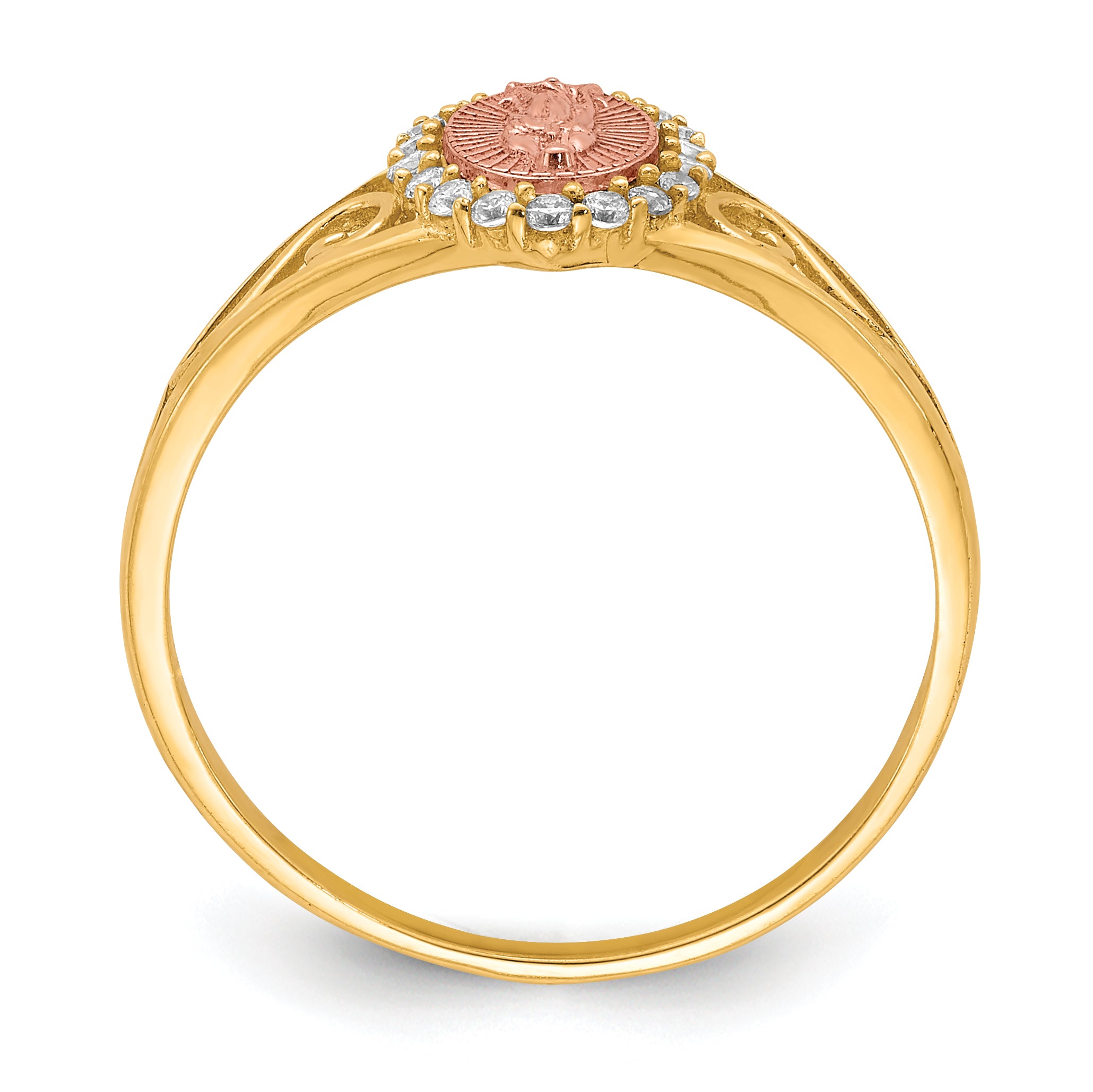 10K Two-Tone CZ Guadalupe Ring Secondary image