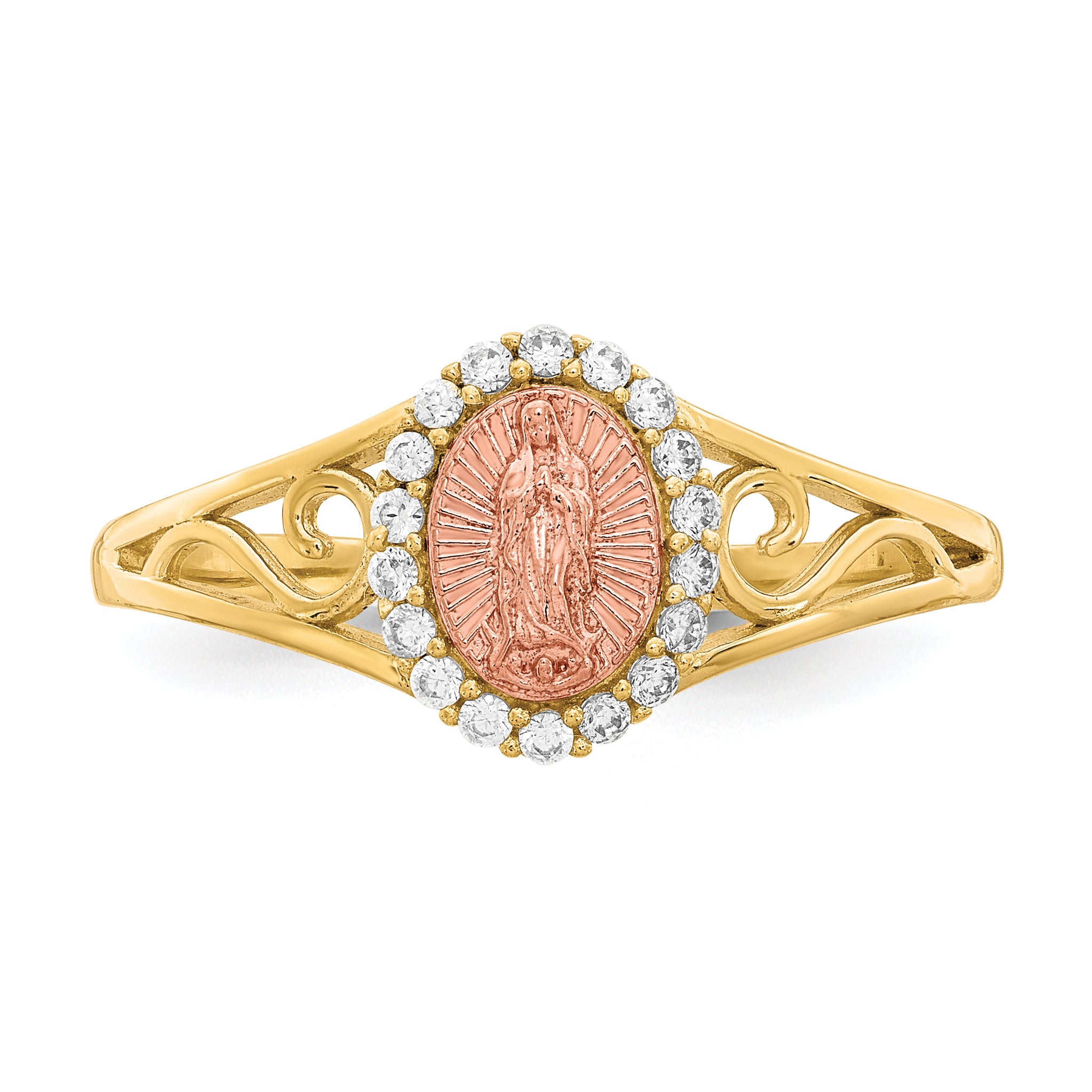 10K Two-Tone CZ Guadalupe Ring
