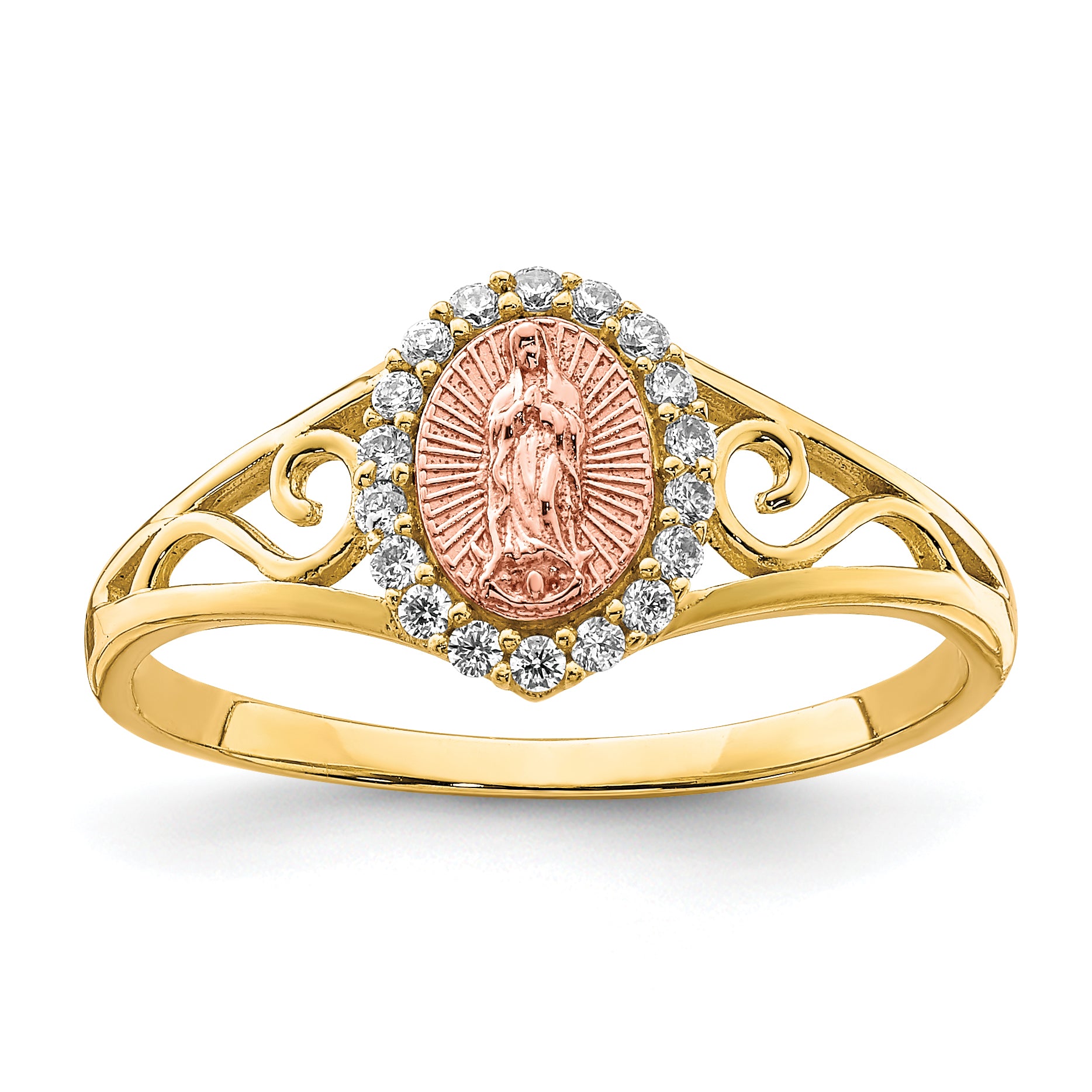 10K Two-Tone CZ Guadalupe Ring Main image
