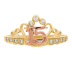 10K Two-Tone CZ 15 Crown Ring