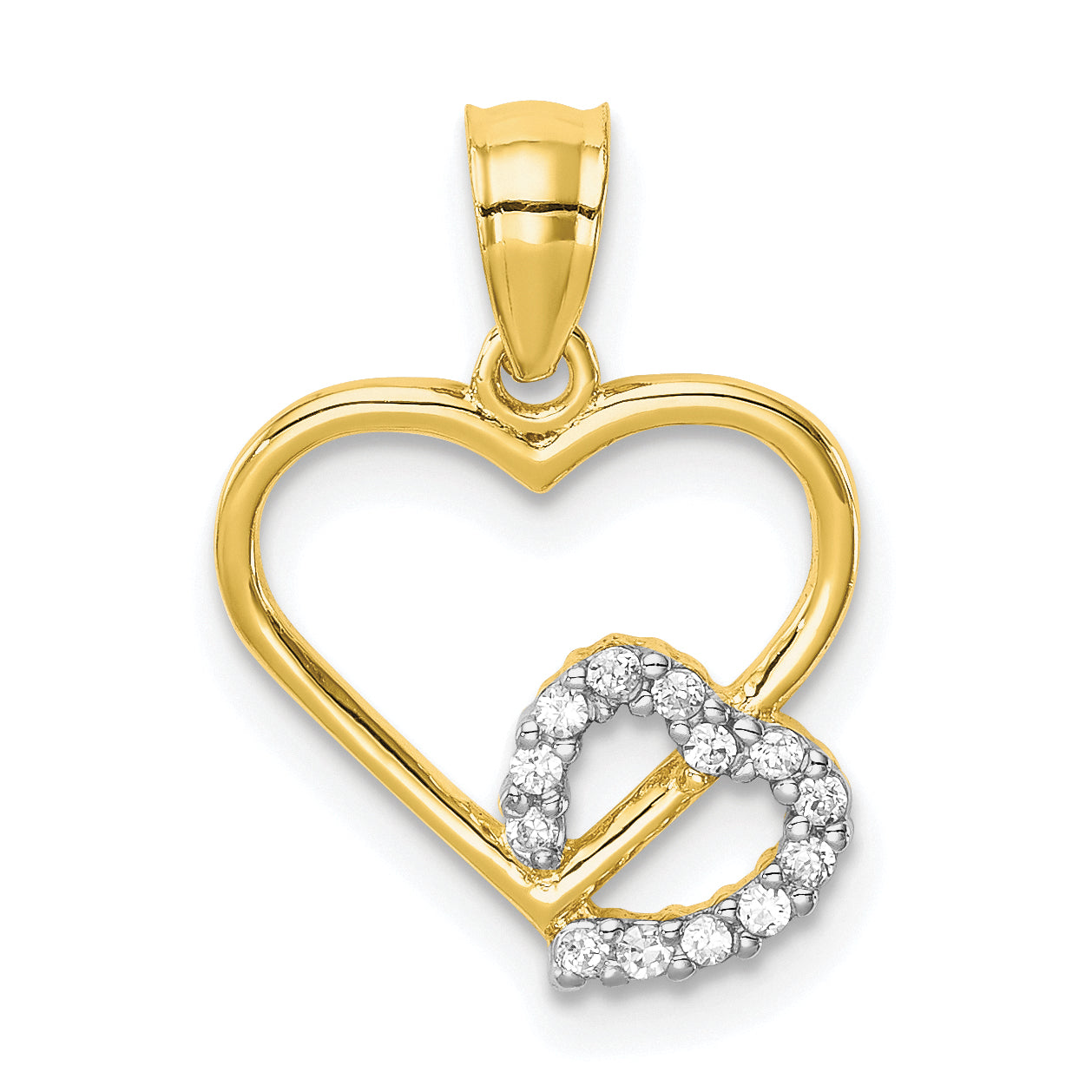 10K CZ Heart in Heart Pendant Main image