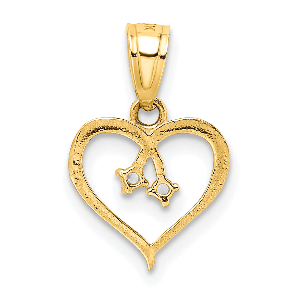 10K CZ Heart Pendant