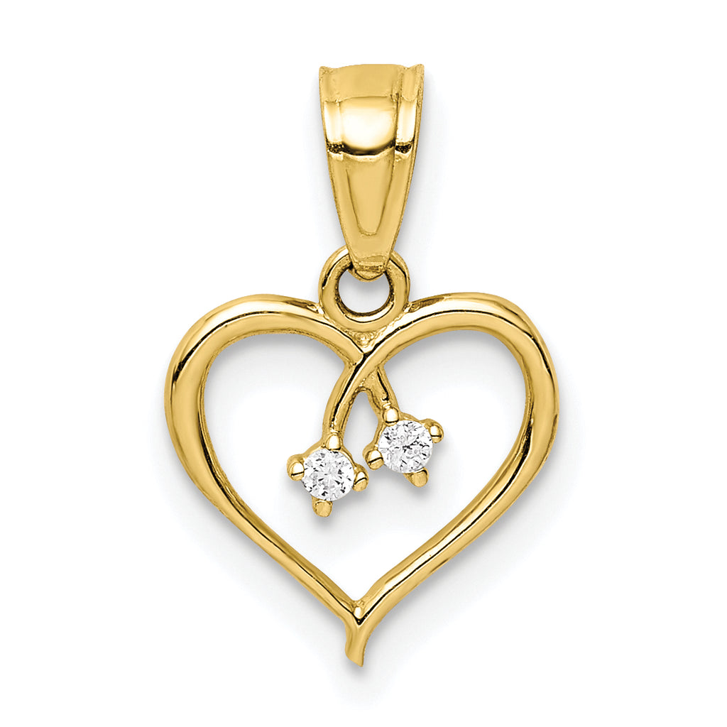 10K CZ Heart Pendant