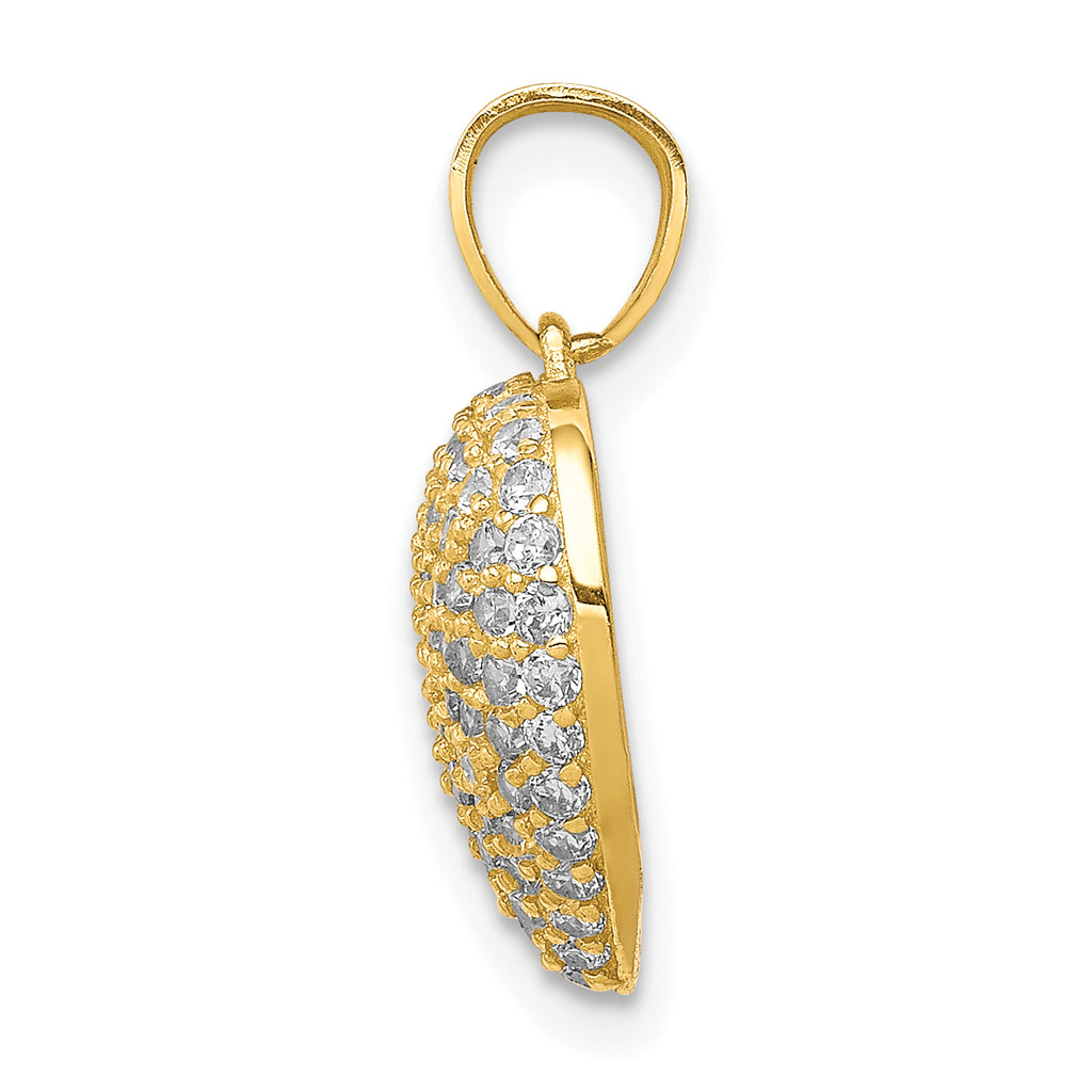 10K CZ Micro Pave Heart Pendant