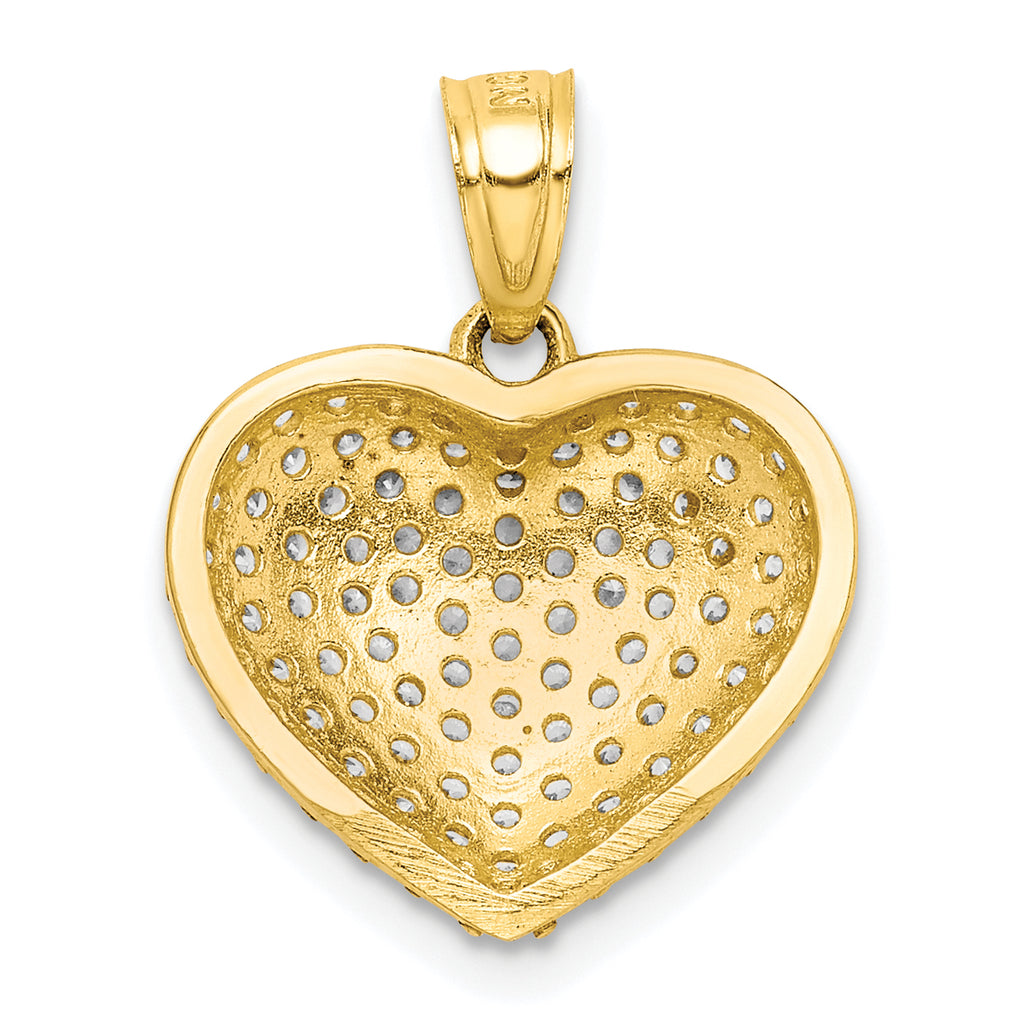10K CZ Micro Pave Heart Pendant