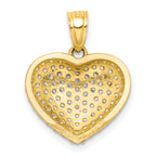 10K CZ Micro Pave Heart Pendant