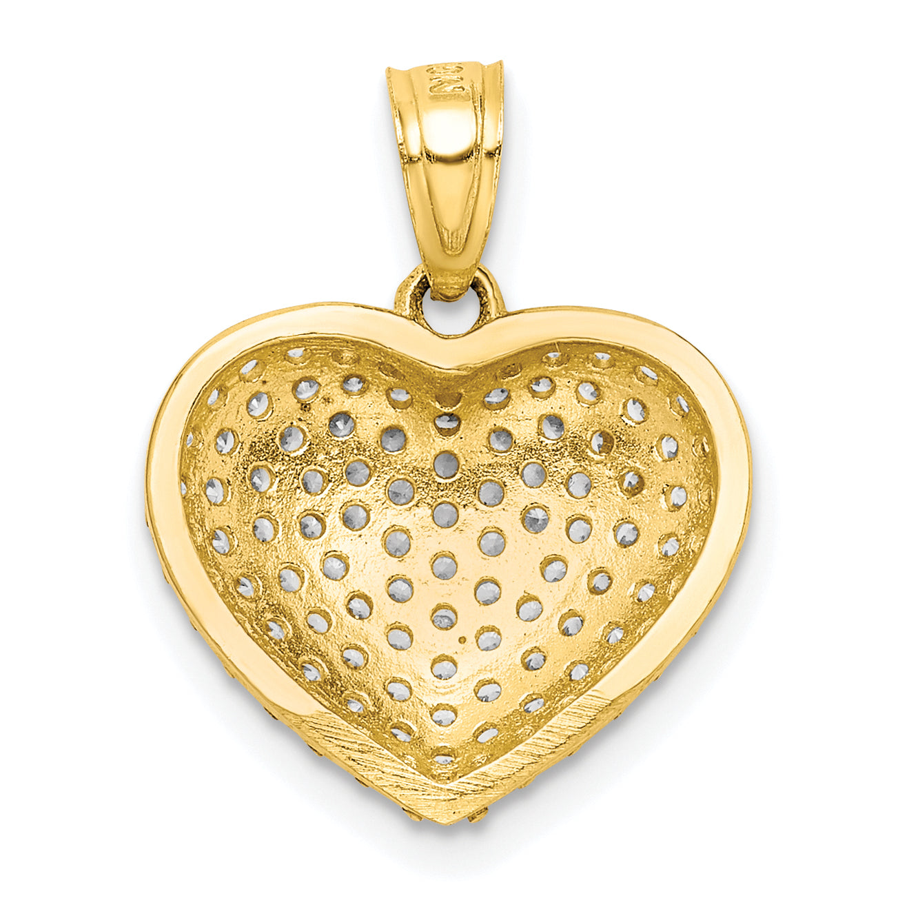 10K CZ Micro Pave Heart Pendant