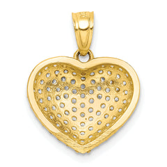 10K CZ Micro Pave Heart Pendant