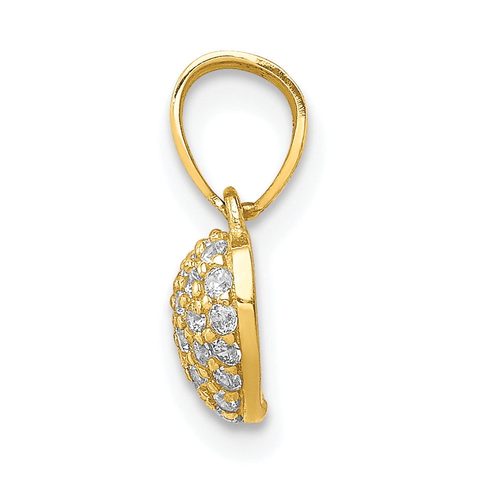 10K CZ Micro Pave Heart Pendant