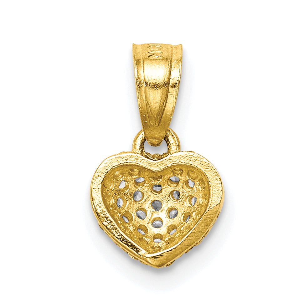 10K CZ Micro Pave Heart Pendant