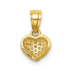 10K CZ Micro Pave Heart Pendant