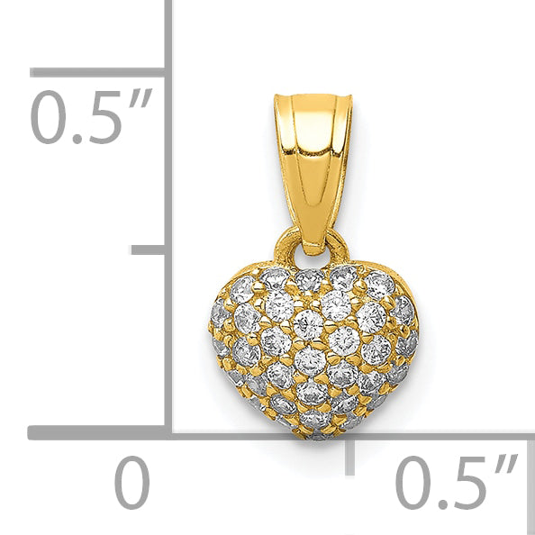10K CZ Micro Pave Heart Pendant