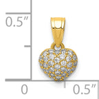 10K CZ Micro Pave Heart Pendant