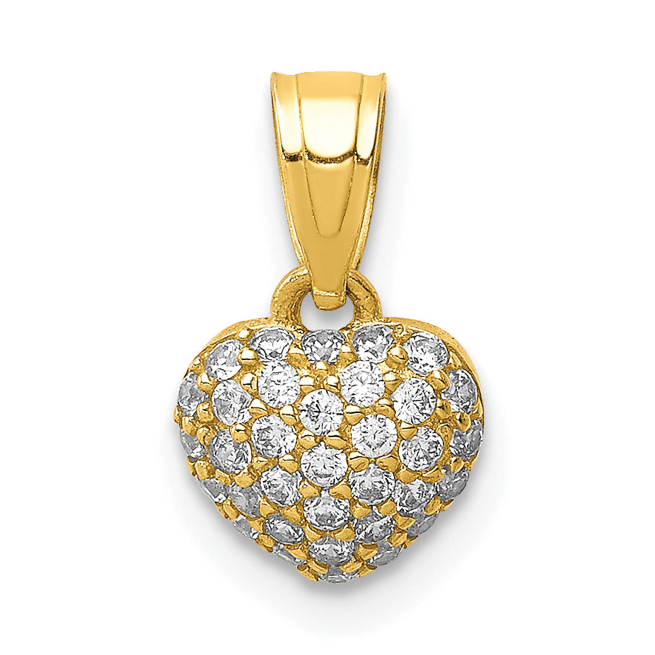 10K CZ Micro Pave Heart Pendant