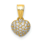 10K CZ Micro Pave Heart Pendant