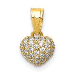 10K CZ Micro Pave Heart Pendant