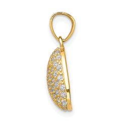 10K CZ Micro Pave Heart Pendant