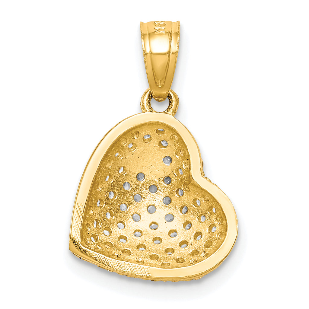 10K CZ Micro Pave Heart Pendant