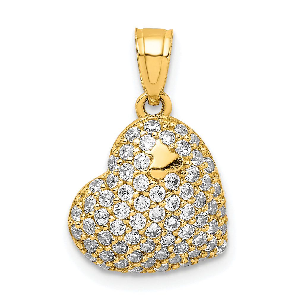 10K CZ Micro Pave Heart Pendant
